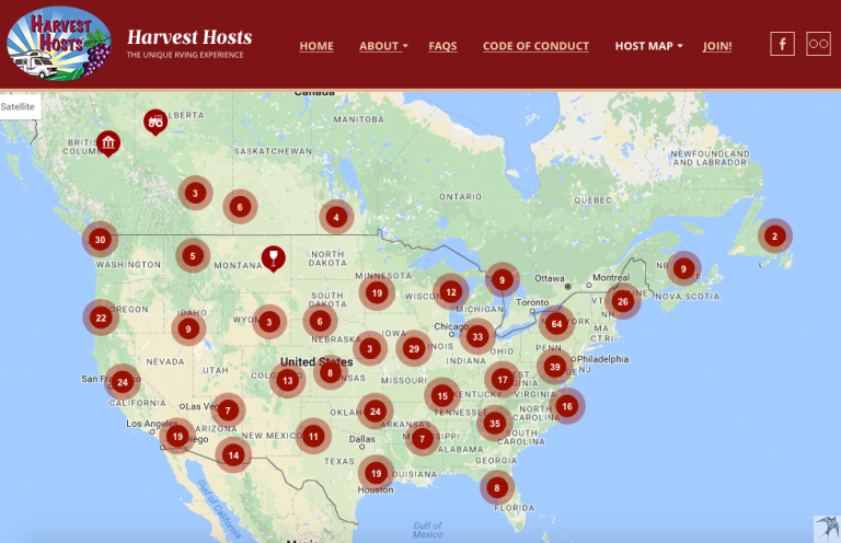 harvest host location map
